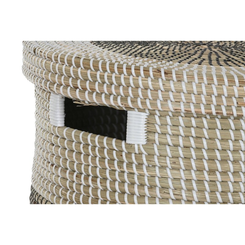 Set de basket Home ESPRIT Blanc Noir Naturel Herbier marin 44 x 44 x 51 cm (2 Pièces)