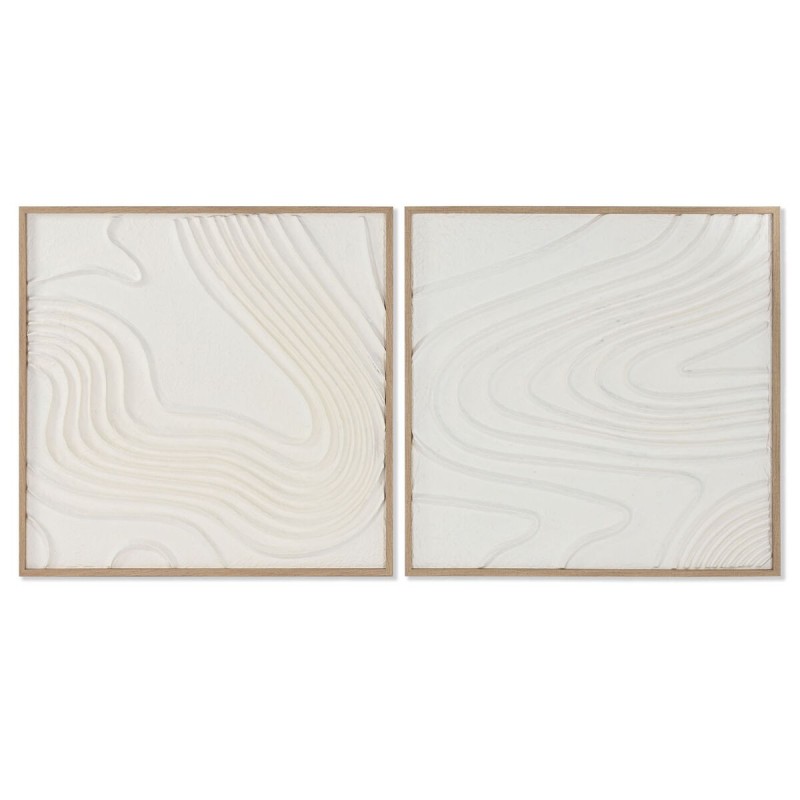 Cadre Home ESPRIT Blanc Abstrait Scandinave 80 x 4 x 80 cm (2 Unités)