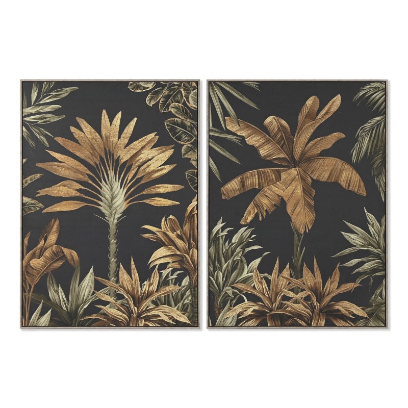 Cadre Home ESPRIT Noir Doré Palmiers Tropical 103 x 4