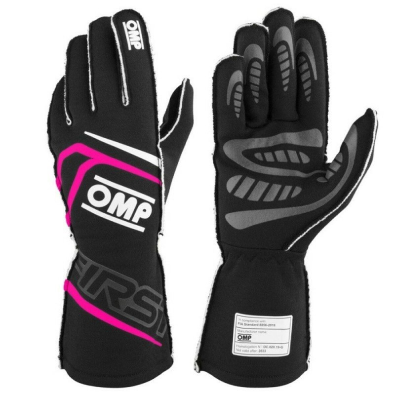 Gants de karting OMP MY2025 Noir Fuchsia FIA 8856-2018