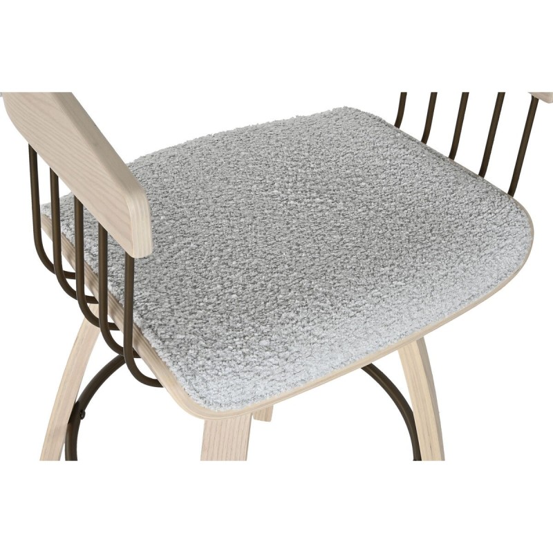 Chaise de Salle à Manger Home ESPRIT Gris Polyester Bois 51 x 55 x 91 cm