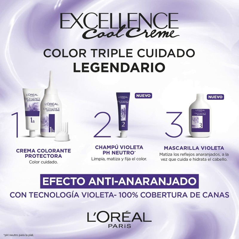 Coloration Permanente en Crème L'Oreal Make Up Excellence 8,11 Blond Clair Cendré 192 ml