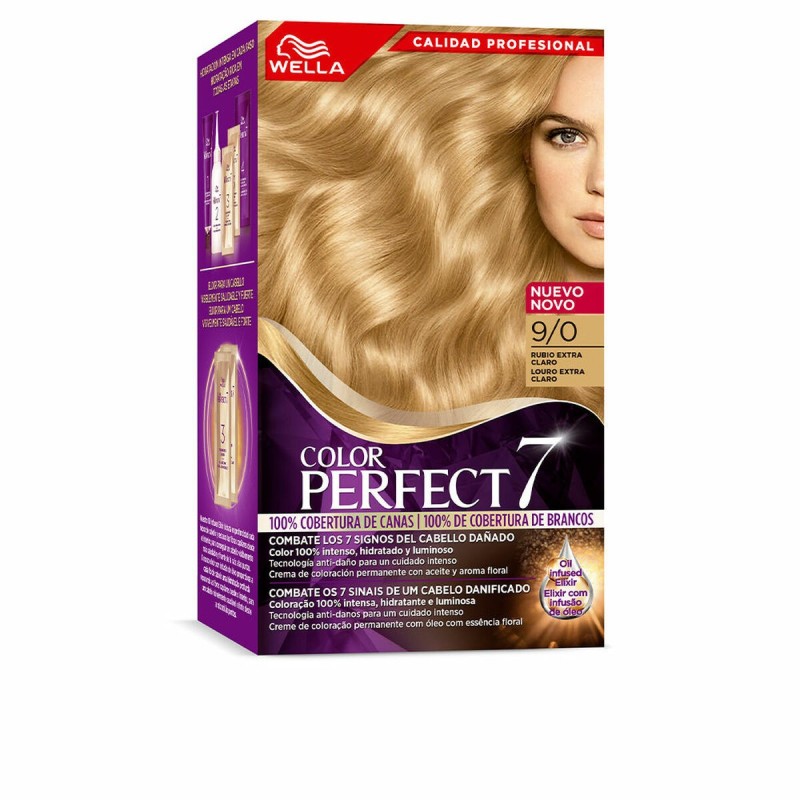 Teinture permanente Wella Color Perfect 7 Nº 9/0 Cheveux gris 60 ml Blond extra clair