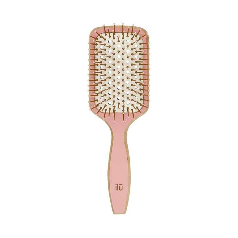 Brosse Démêlante Ilū Bamboom Rose Carré