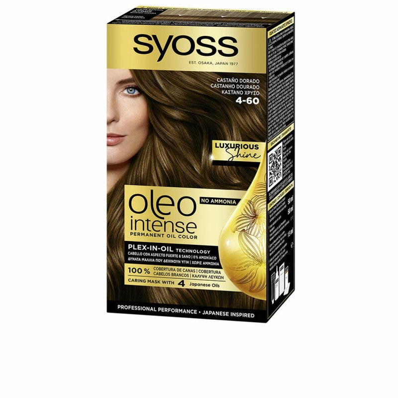 Teinture permanente Syoss Oleo Intense Sans ammoniaque Nº 4-60 Marron doré