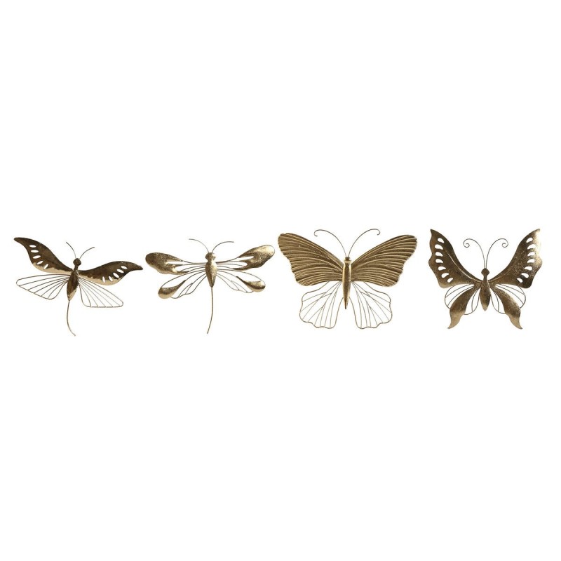 Décoration murale Home ESPRIT Doré Papillon 36 x 3 x 26 cm (4 Unités)