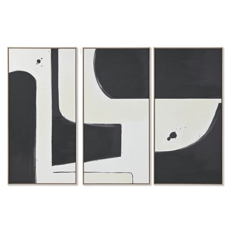 Jeu de 3 tableaux Home ESPRIT Blanc Noir Moderne Urbaine 180 x 4 x 120 cm (3 Pièces)