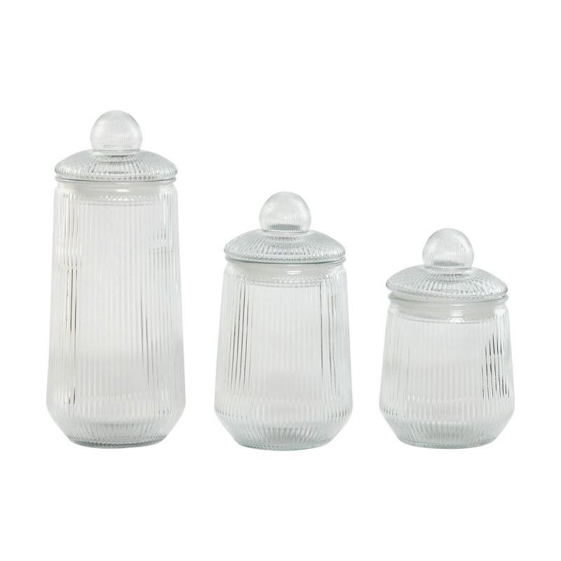 Set de 3 Boites Home ESPRIT Transparent Silicone Verre 1