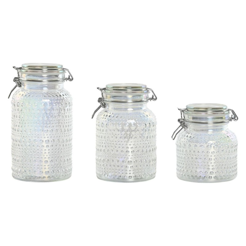 Set de 3 Boites Home ESPRIT Transparent Métal Verre 1