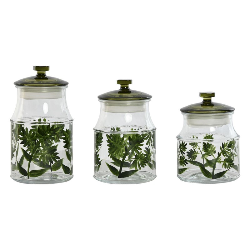 Set de 3 Boites Home ESPRIT Vert Verre 1