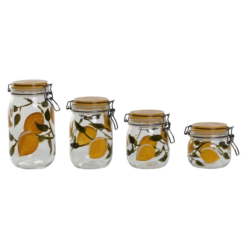 Set de 4 Boites Home ESPRIT Jaune Verre Fer 1