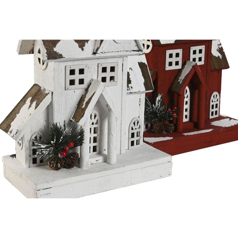 Décorations de Noël Home ESPRIT Blanc Rouge 26 x 14 x 32 cm (2 Unités)