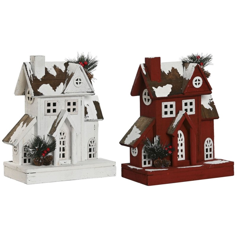 Décorations de Noël Home ESPRIT Blanc Rouge 26 x 14 x 32 cm (2 Unités)