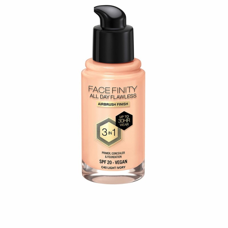 Base de Maquillage Crémeuse Max Factor Face Finity All Day Flawless 3-en-1 Spf 20 Nº C40 Light ivory 30 ml