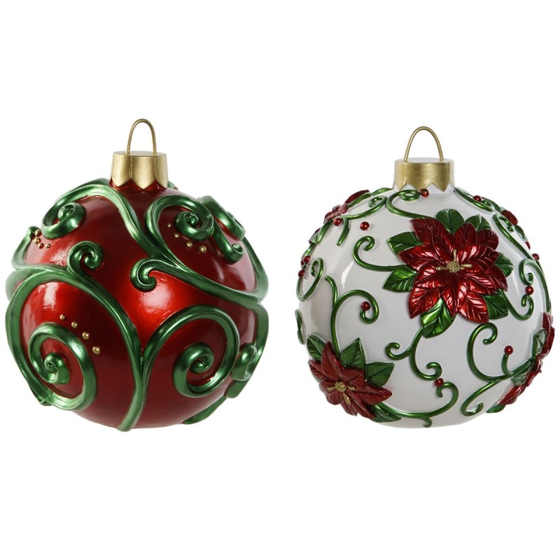 Boule de Noël Home ESPRIT Rouge Vert Résine 24 x 24 x 28 cm (2 Unités)