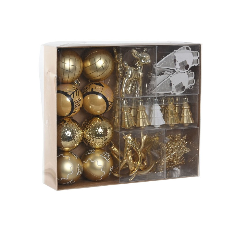 Boules de Noël Home ESPRIT Doré Polyéthylène 28 x 6 x 24 cm (55 Pièces)