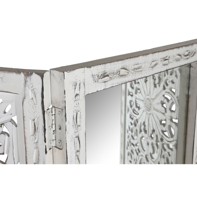 Paravent Home ESPRIT Blanc Bois de manguier Miroir 152 x 2 x 182 cm