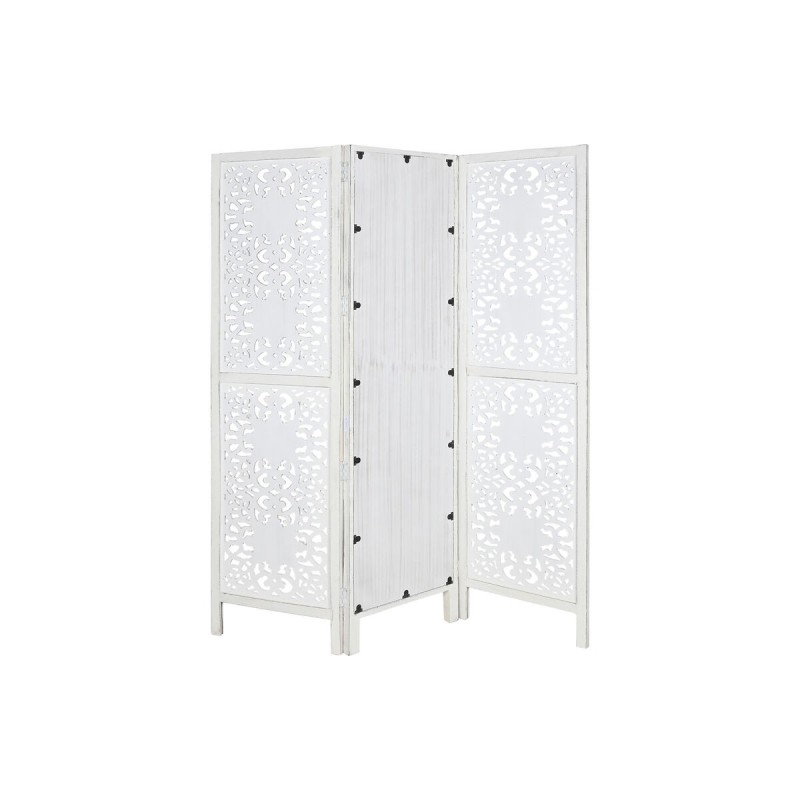 Paravent Home ESPRIT Blanc Bois de manguier Miroir 152 x 2 x 182 cm