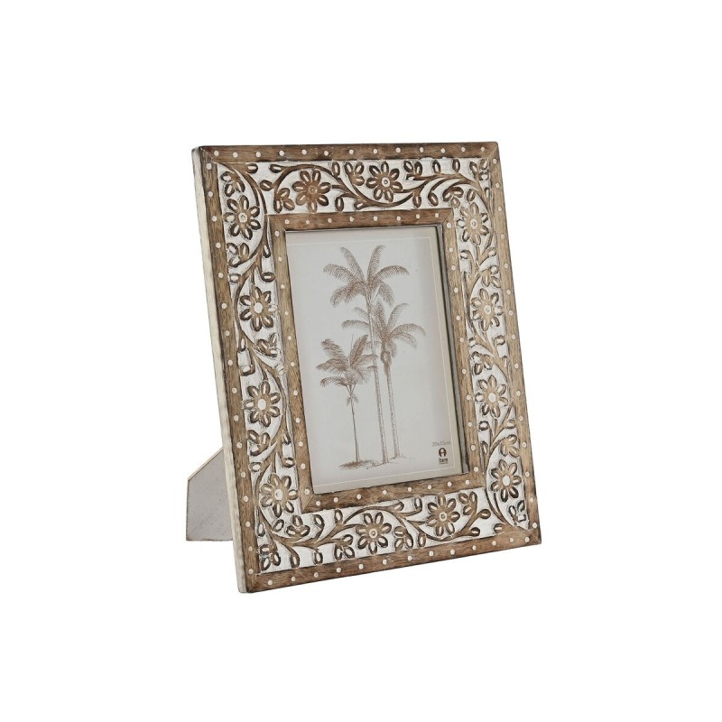 Cadre photo Home ESPRIT Blanc Naturel Verre Bois de manguier Indien 26