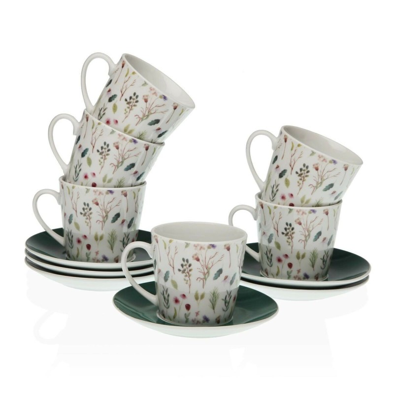 Lot de tasses avec soucoupes Versa Sansa Porcelaine 9 x 14 x 14 cm 10