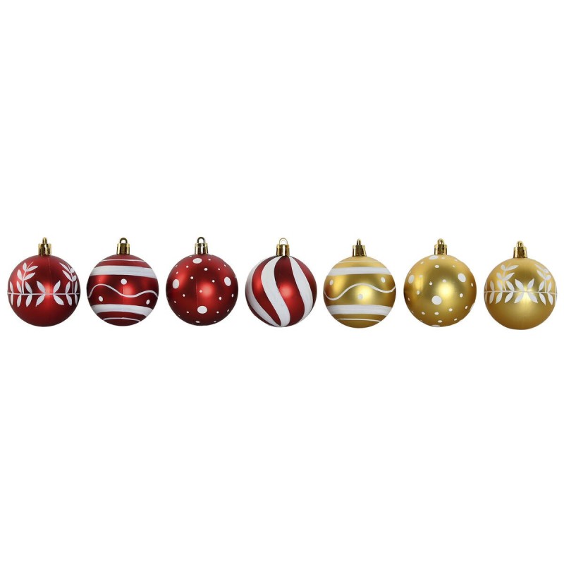 Boules de Noël Home ESPRIT Rouge Doré PVC 25 x 6 x 25 cm (16 Pièces)