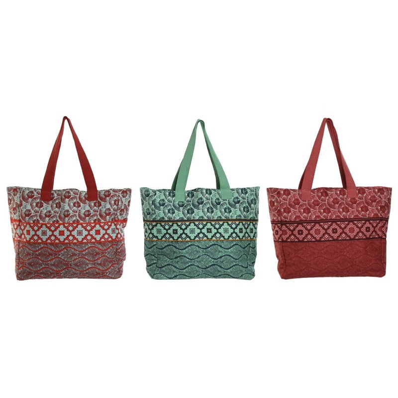 Sac-à-main Femme Home ESPRIT Rouge Vert Corail 55 x 14 x 35 cm (3 Unités)