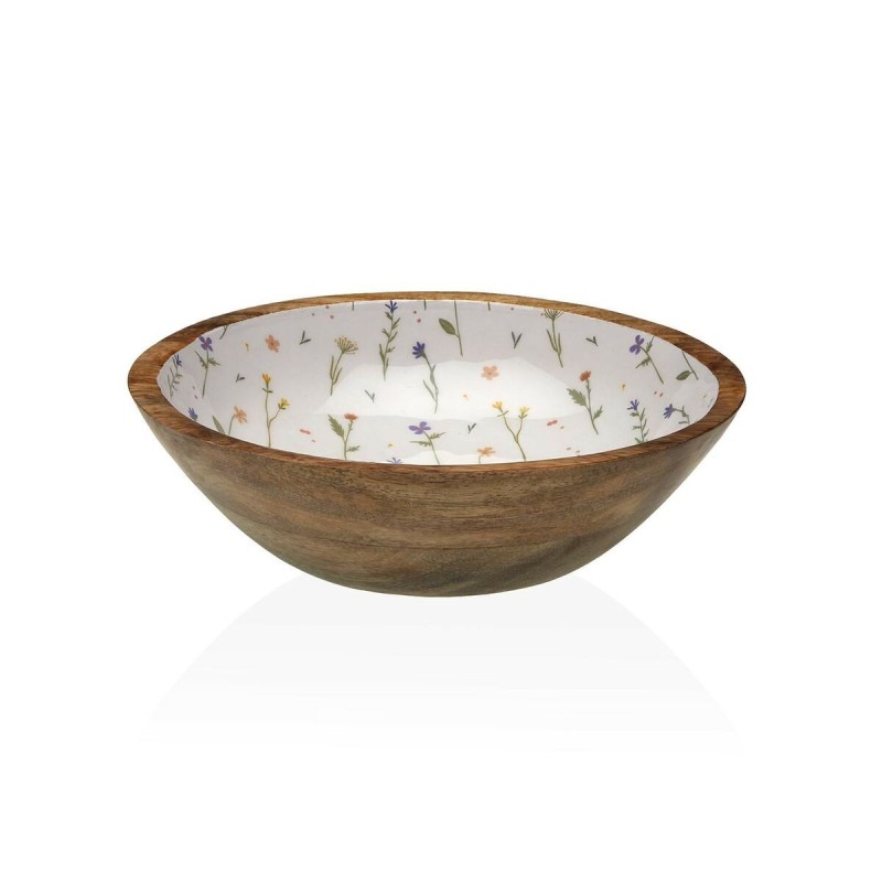 Saladier Versa Laison Bambou Porcelaine Bois de manguier 24 x 7 x 24 cm