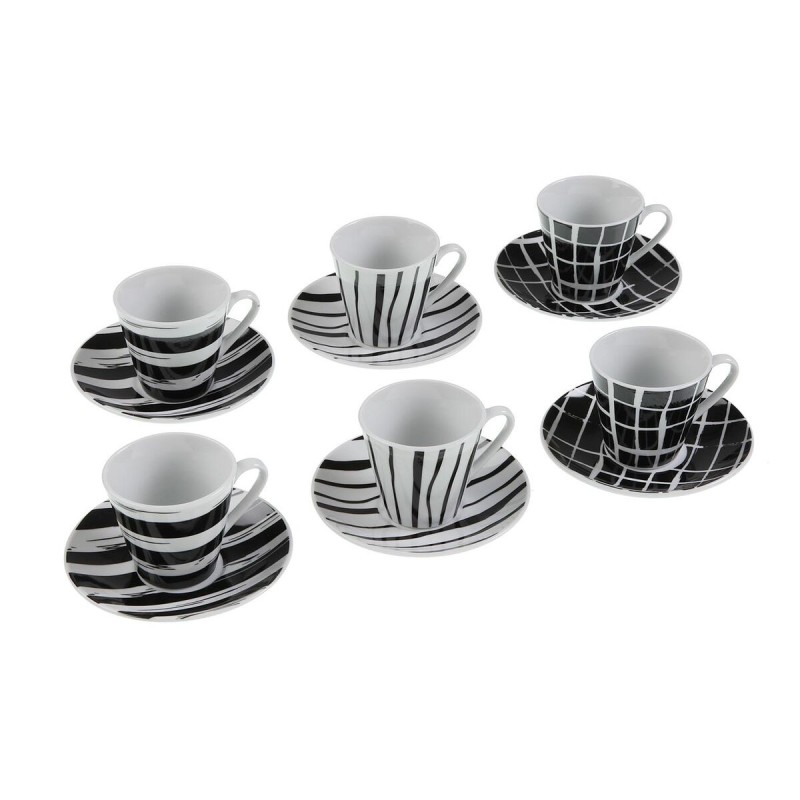 Lot de tasses avec soucoupes Versa Noir Porcelaine