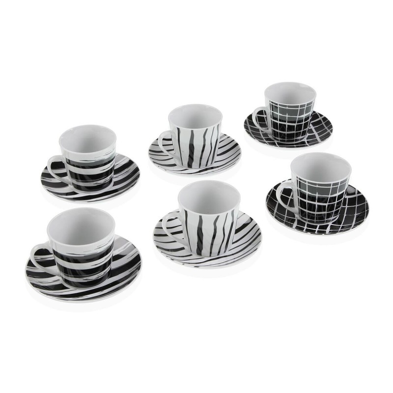 Lot de tasses avec soucoupes Versa Noir Porcelaine