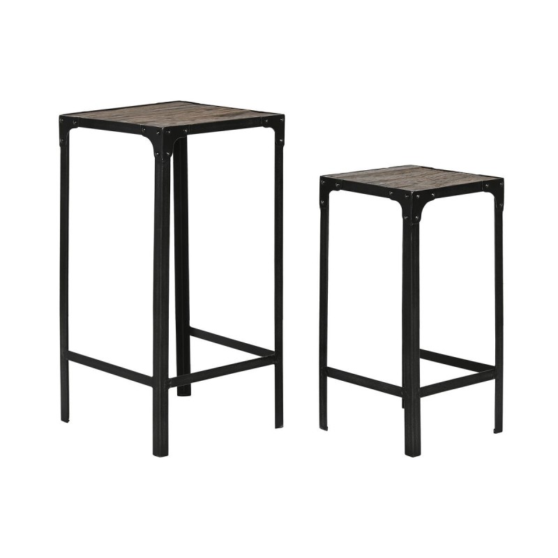 Jeu de 2 tables Home ESPRIT Noir Naturel 38 x 38 x 75 cm