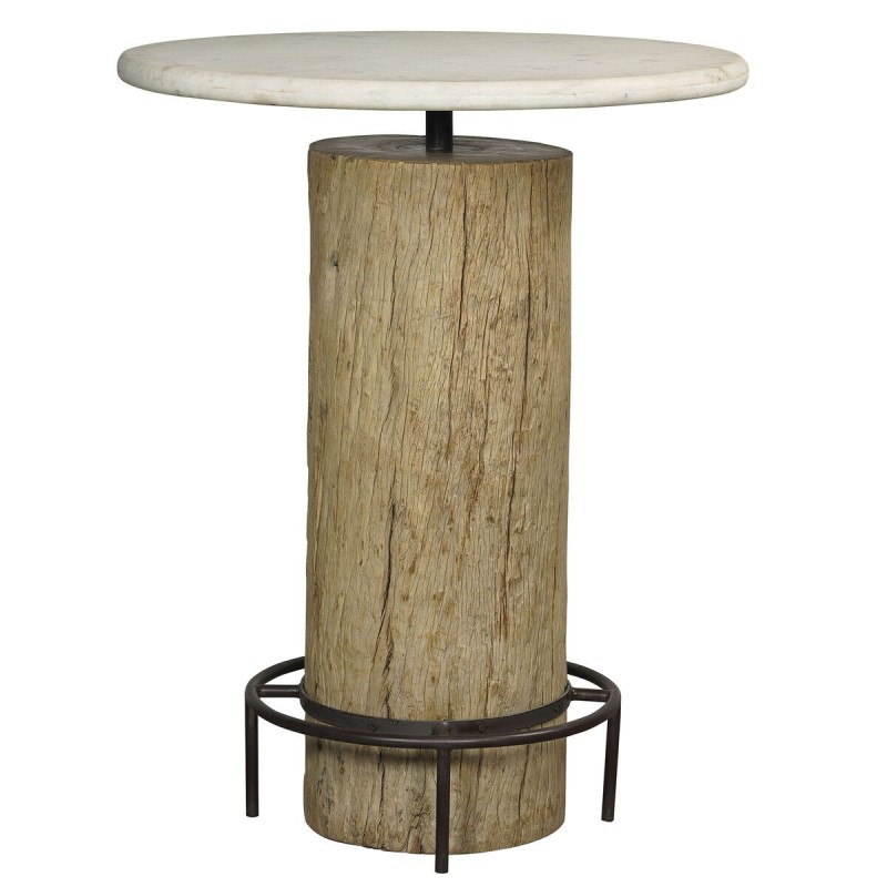 Table d'appoint Home ESPRIT Blanc Naturel Marbre bois de teck 90 x 90 x 114 cm