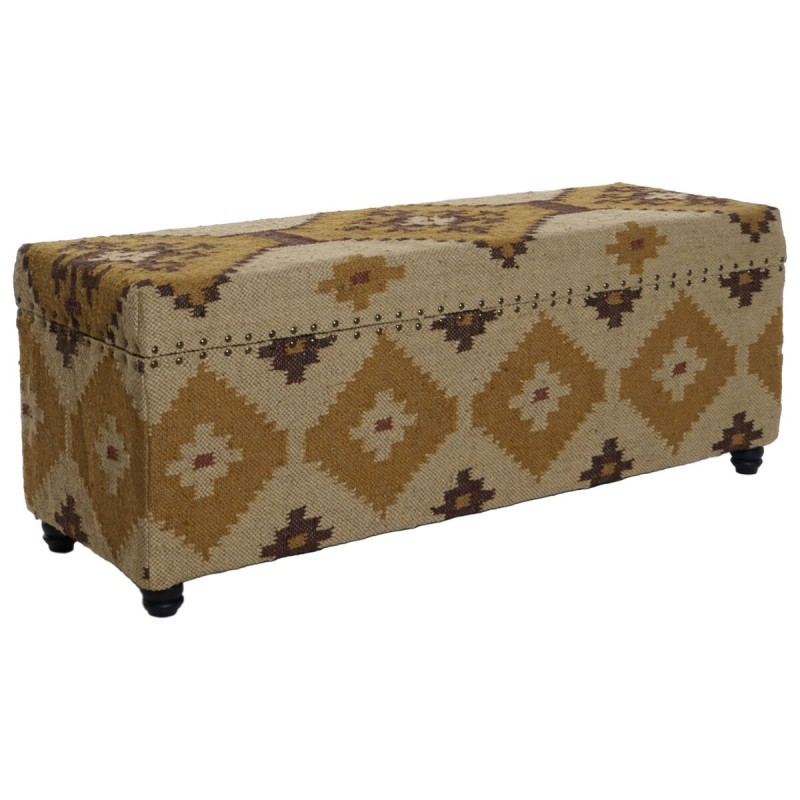 Coffre Home ESPRIT Beige Moutarde Coton 120 x 40 x 45 cm