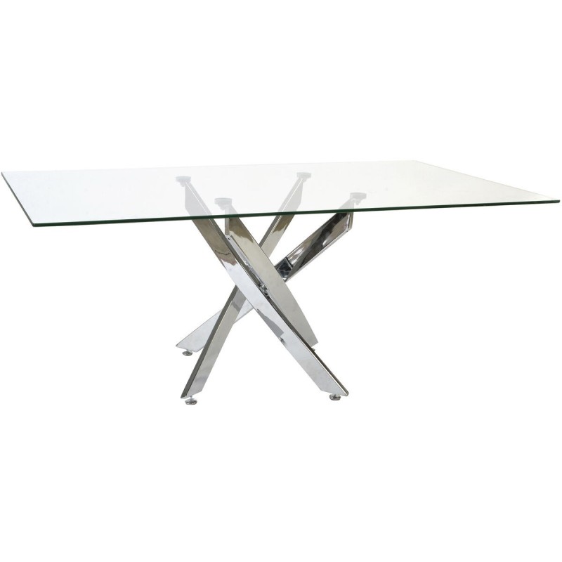 Table de Salle à Manger DKD Home Decor Transparent Métal Verre 150 x 90 x 75 cm