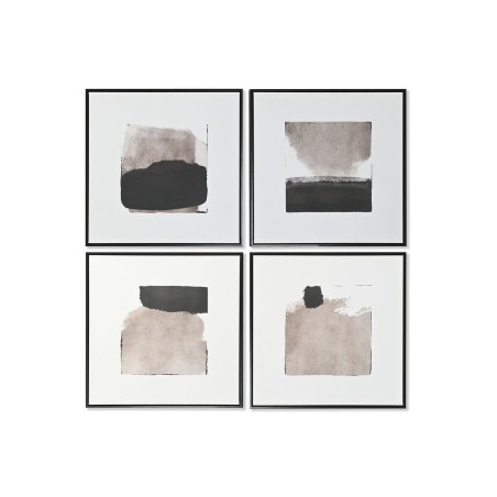 Cadre Home ESPRIT Blanc Marron Noir Abstrait Urbaine 60 x 4 x 60 cm (4 Unités)