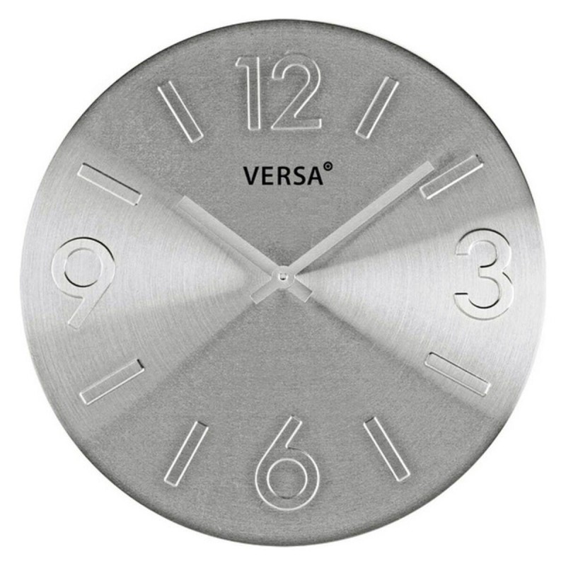 Horloge Murale Versa Argenté Métal Aluminium 4 x 35