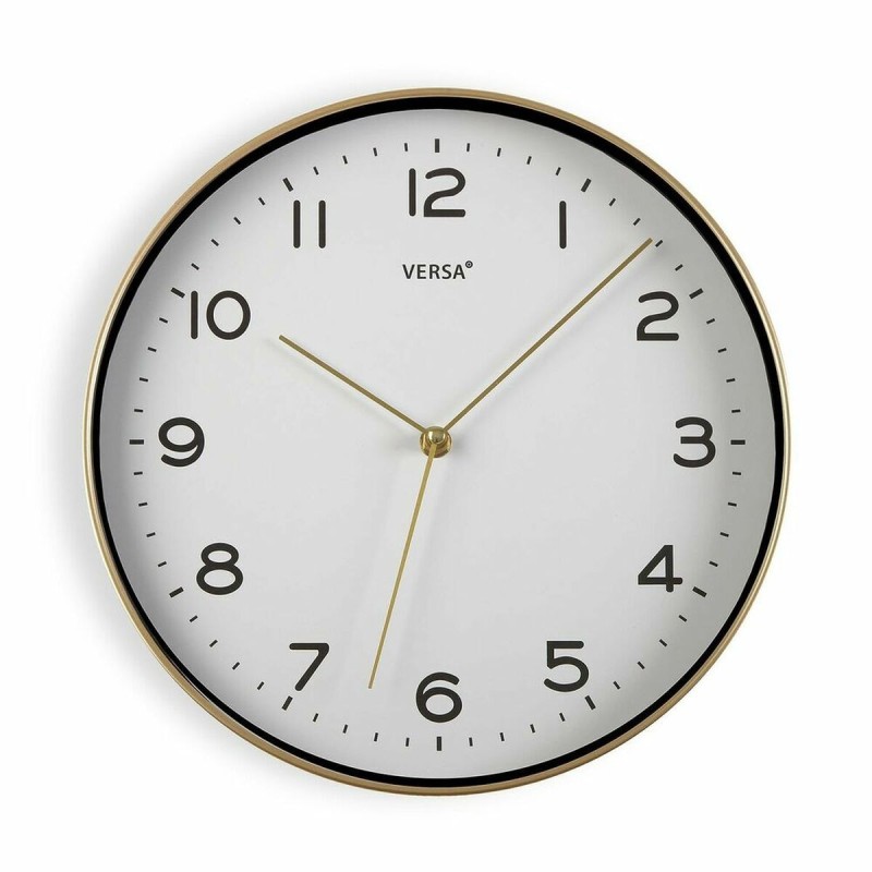 Horloge Murale Versa Blanc Doré Quartz 30