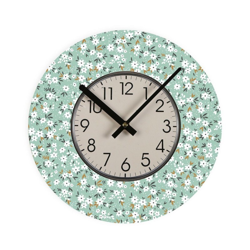 Horloge Murale Versa Fleurs Bois 4 x 30 x 30 cm