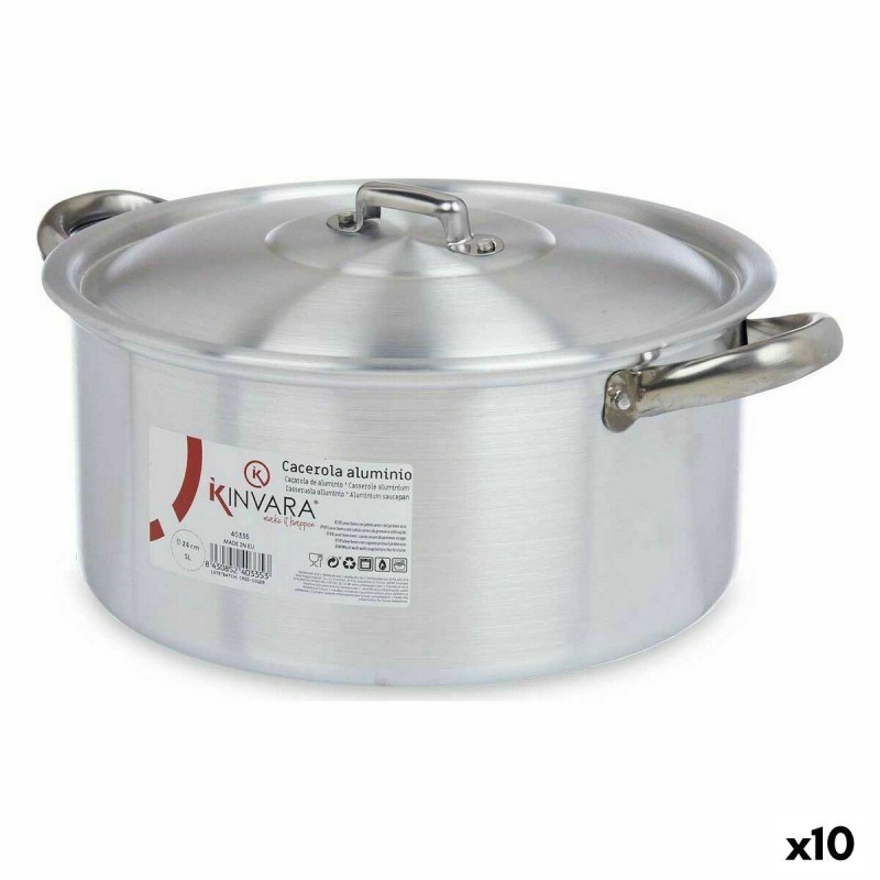 Casserole avec Couvercle Kinvara 100007 Argenté 5 L (10 Unités)