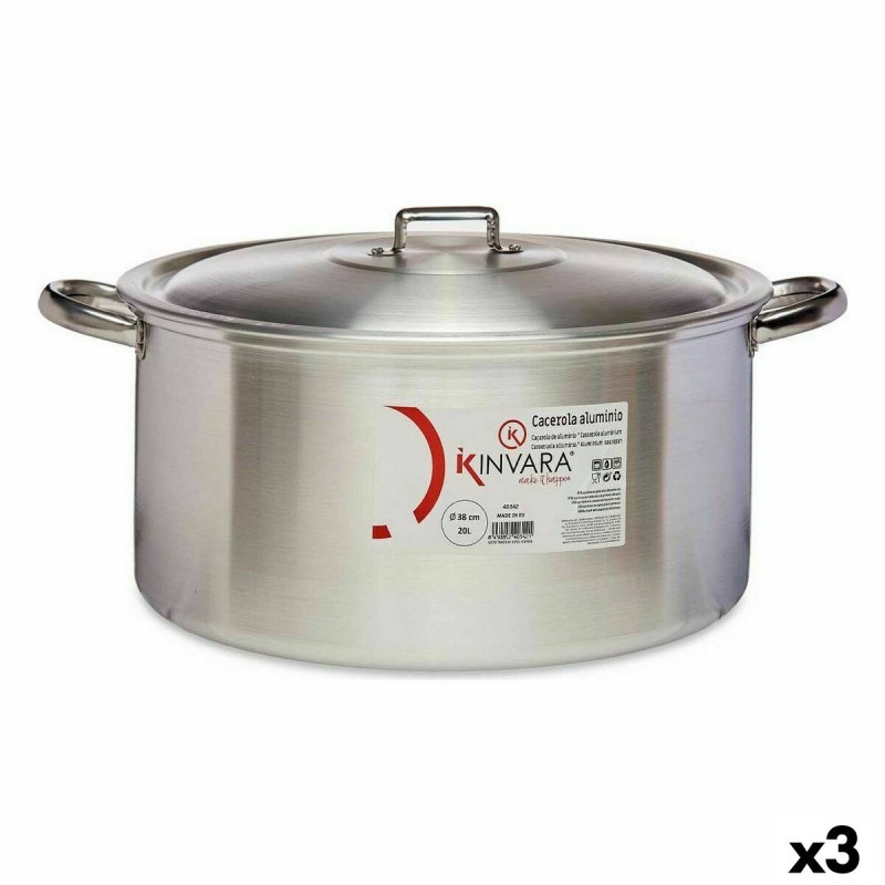 Casserole avec Couvercle Kinvara 100014 Argenté 20 L (3 Unités)