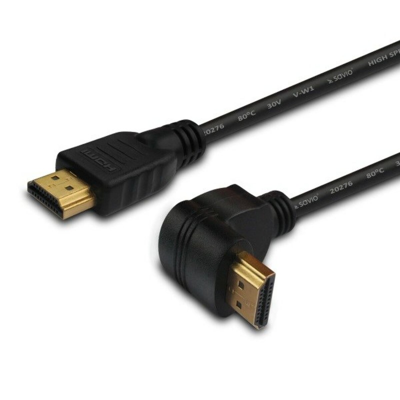 Câble HDMI Savio CL-04 En angle Noir 1