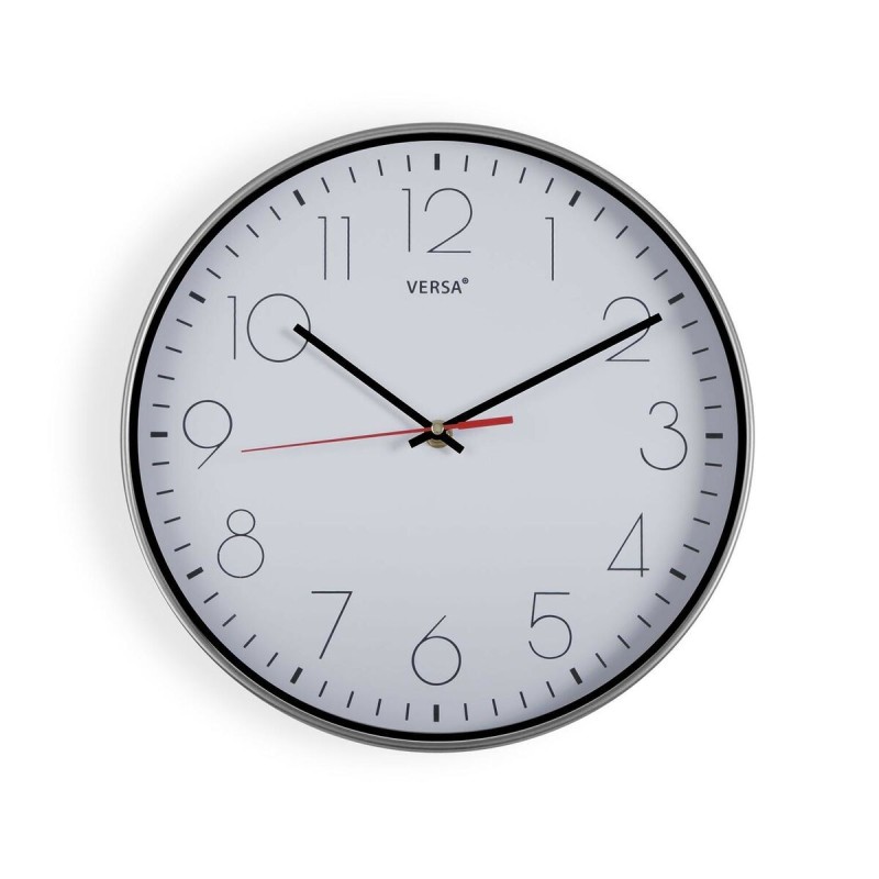 Horloge Murale Versa Blanc Argenté Plastique Quartz 4