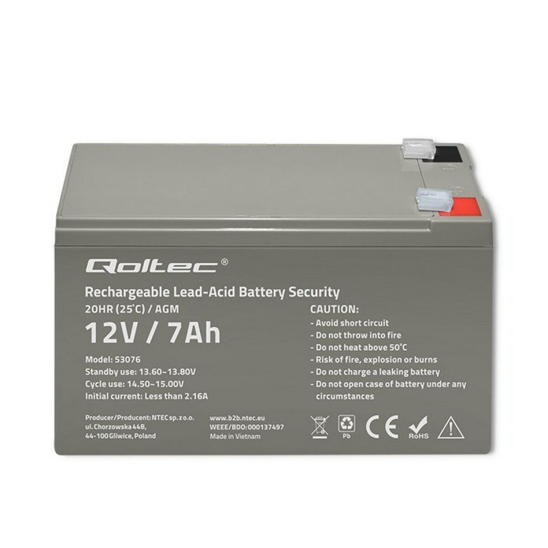 Batterie pour Système d'Alimentation Sans Interruption Qoltec 53076 7 Ah 12 V