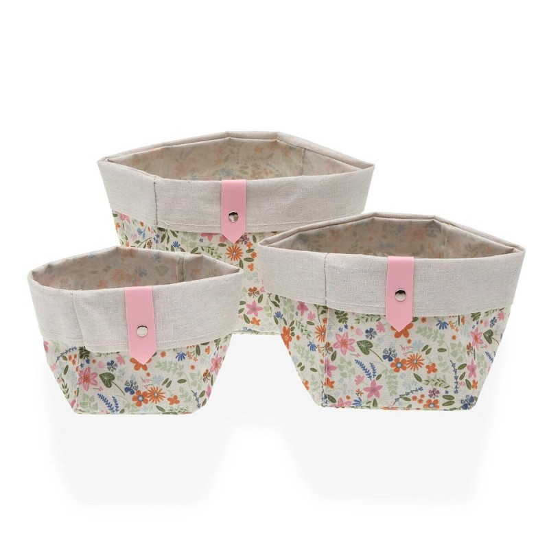 Set de basket Versa Textile Fleurs 14 x 14 x 14 cm