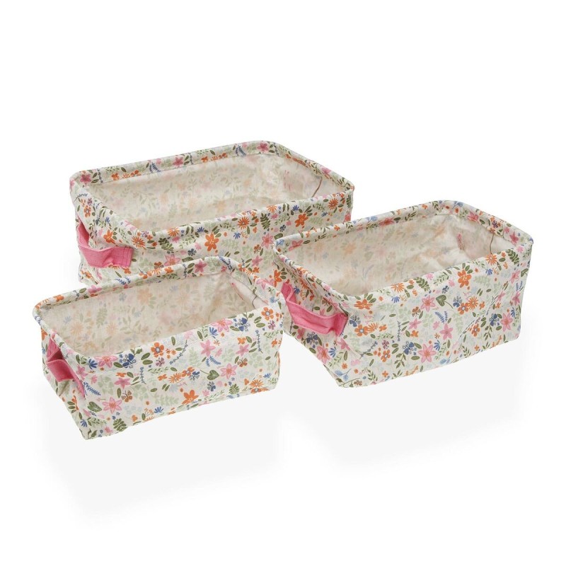 Set de basket Versa Textile Fleurs 18 x 14 x 28 cm