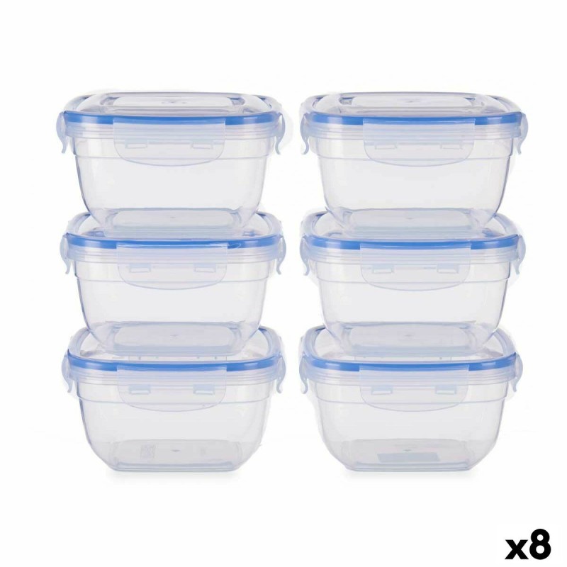 Ensemble de Boîtes à Lunch Leknes 30103 Bleu Transparent Plastique 900 ml 14