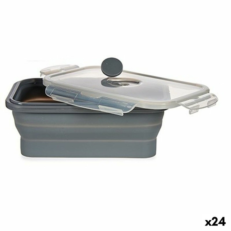 Boîte à repas rectangulaire avec couvercle Kinvara CH19130-2 Gris Silicone 800 ml 12