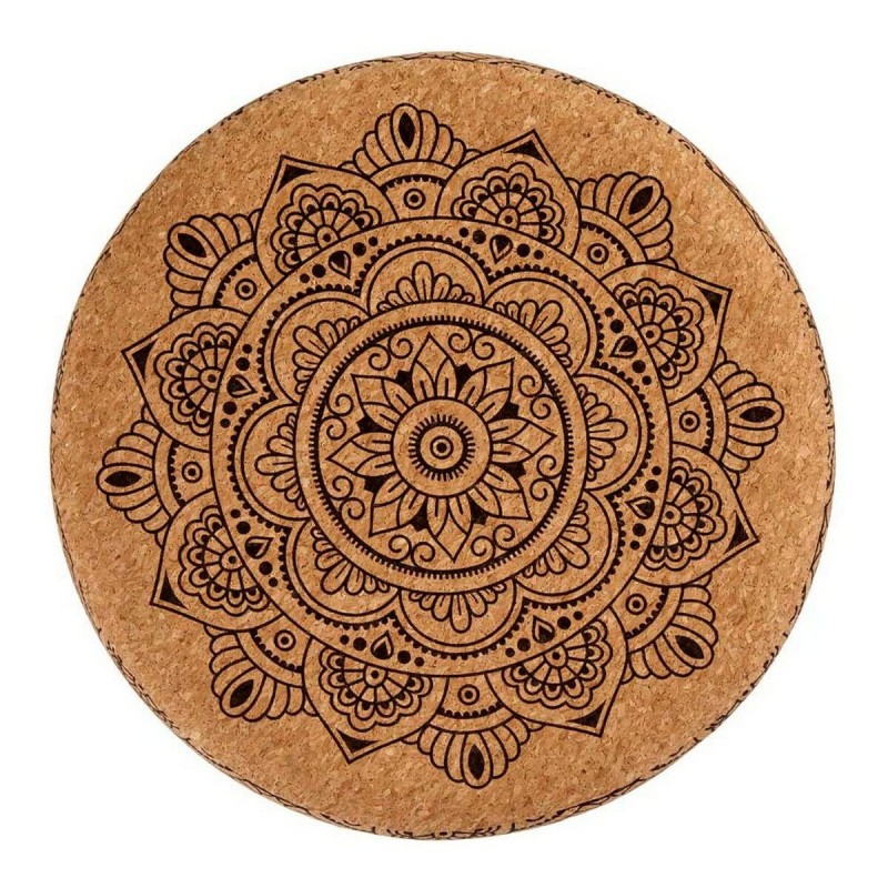 Pouf Mandala Marron MDF Liège (34 x 39 x 34 cm)