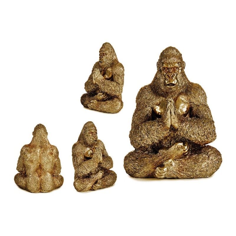 Figurine Décorative Gorille Yoga Doré 16 x 27