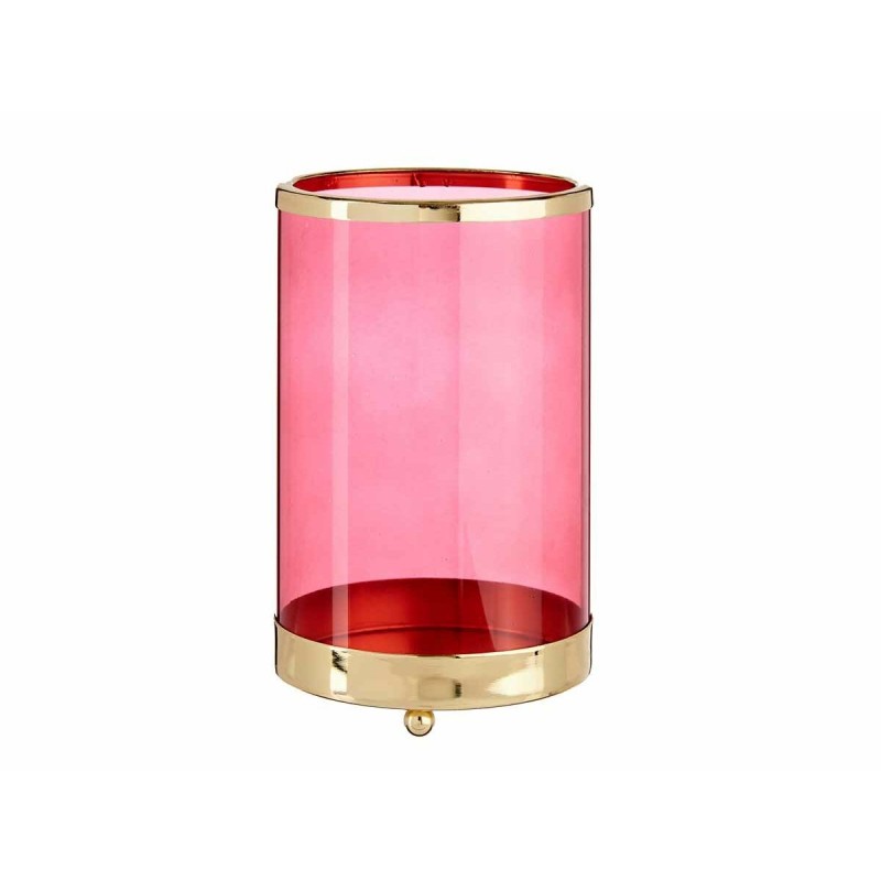 Bougeoir Rose Doré Cylindre Métal verre (12