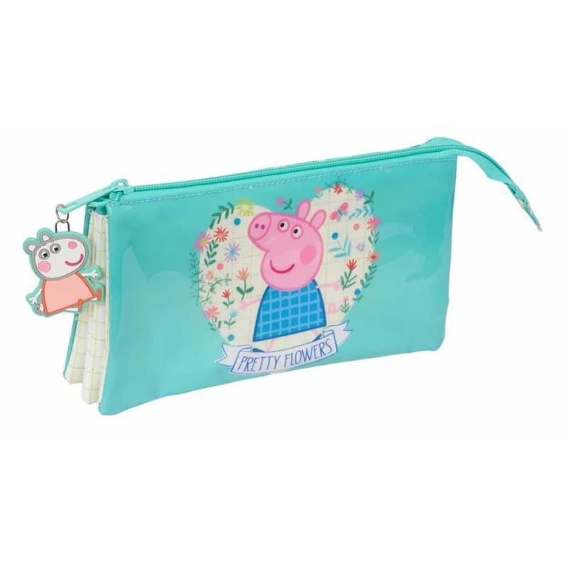 Trousse Fourre-Tout Triple Peppa Pig Pretty Flowers 22 x 12 x 3 cm